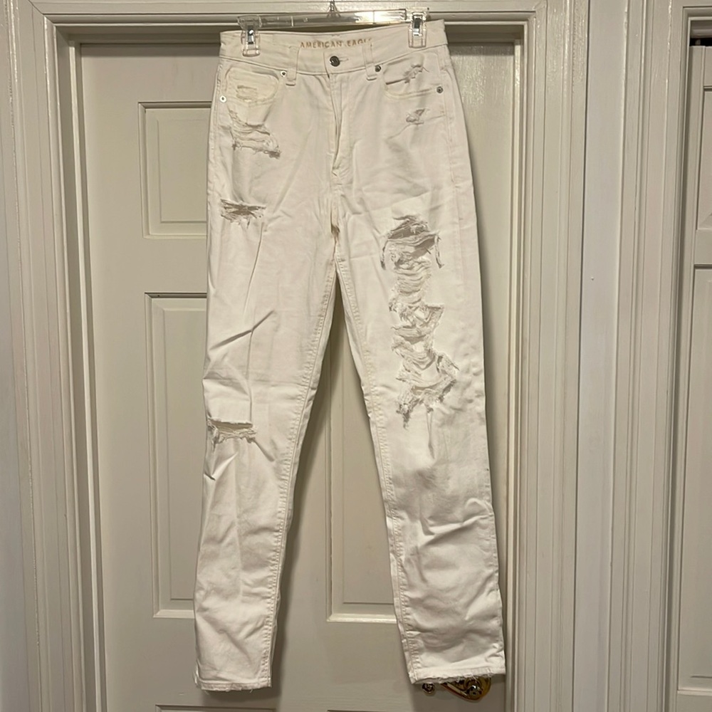White ripped jeans